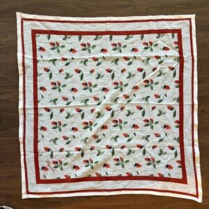 From, Mila Strawberry Print Scarf with Red Border